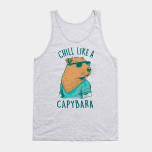 Chill Like A Capybara Design, Respect The Capybara, Cool Capy Tank Top